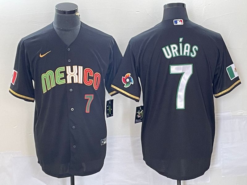 Men 2023 World Cub Mexico 7 Urias Black Nike MLB Jersey style 91821